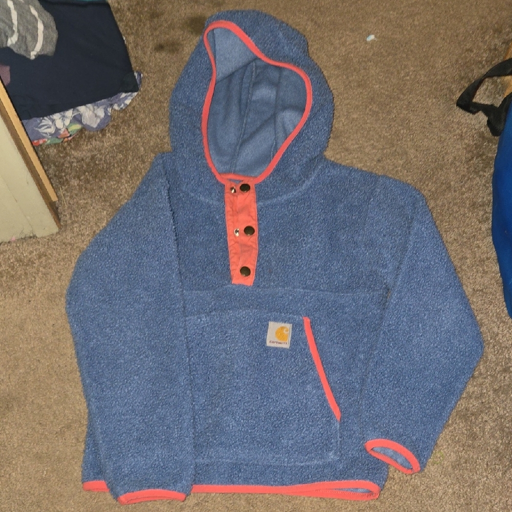 Kids Carhartt Blue and Pink Fleece Hoodie